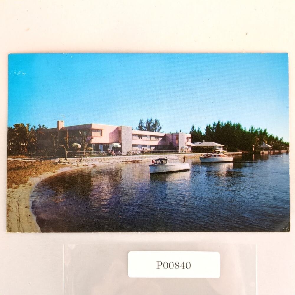 Mayfair Manor Hotel Delray Beach Florida 1950s Postcard FL PC 1956 Boats